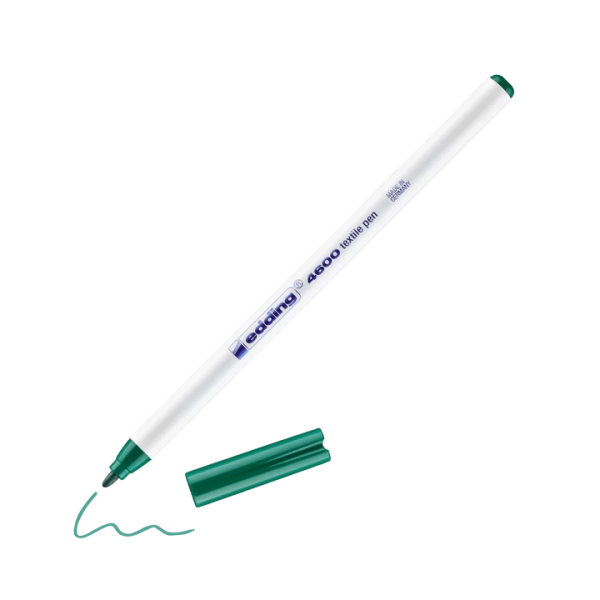 Marqueur textile Edding 4600 - Vert foncé 004, encre à base d'eau, largeur de trait 1 mm pour tissus légers