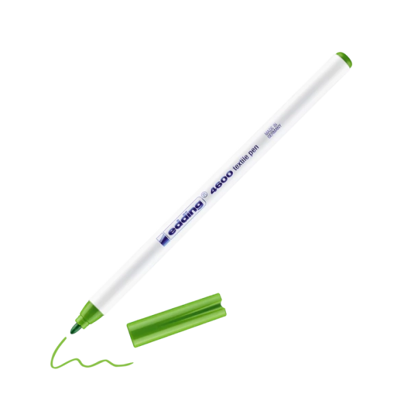 Marqueur textile Edding 4600 - Vert pomme 011, encre à base d'eau, pour tissus légers, largeur de trait 1 mm
