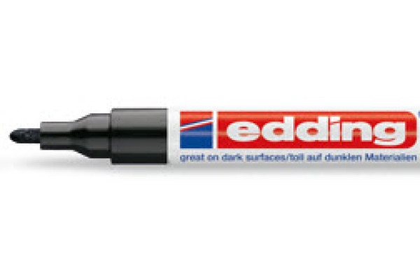 Marqueur Peinture edding 751 - Noir - Pointe Ronde 1-2 mm - Pour Métal, Verre, Plastique, Résistant Chaleur