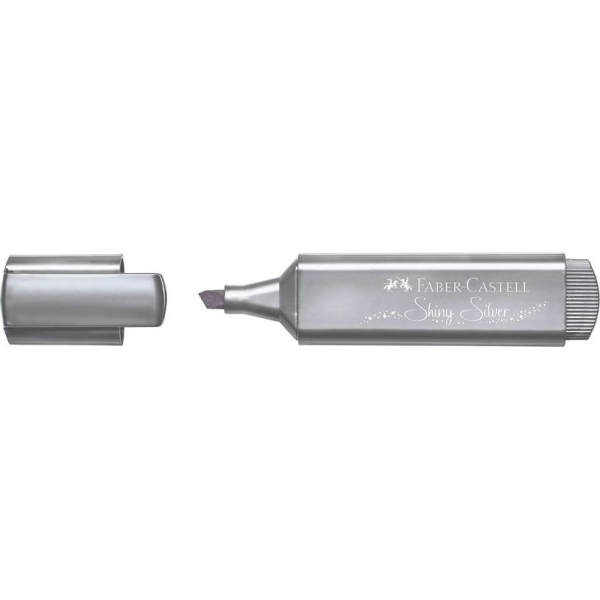 Surligneur Faber Castell TL46 Metallic Shiny Silver - encre fluorescente argentée pour dessin et écriture