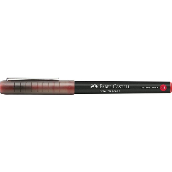 Stylo Roller Faber-Castell Free Ink Broad 1.5 mm - Encre Rouge Largeur de Trait pour Écriture Créative