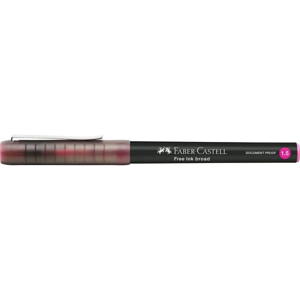 Stylo Roller Faber-Castell Free Ink Broad 1.5 mm - Encre Rose Largeur de Trait pour Écriture Créative