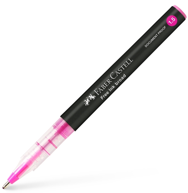 Stylo Roller Faber-Castell Free Ink Broad 1.5 mm - Encre Rose Largeur de Trait pour Écriture Créative