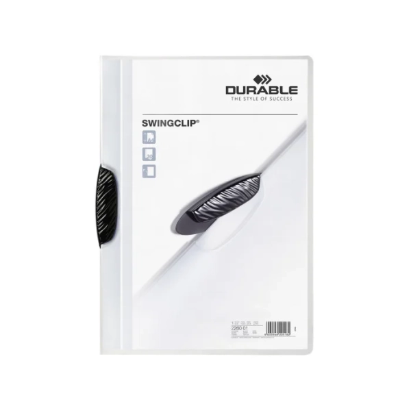 Chemise de Classement A4 Durable Swingclip 226001 - 1-30 Feuilles Clip Noir pour Bureau
