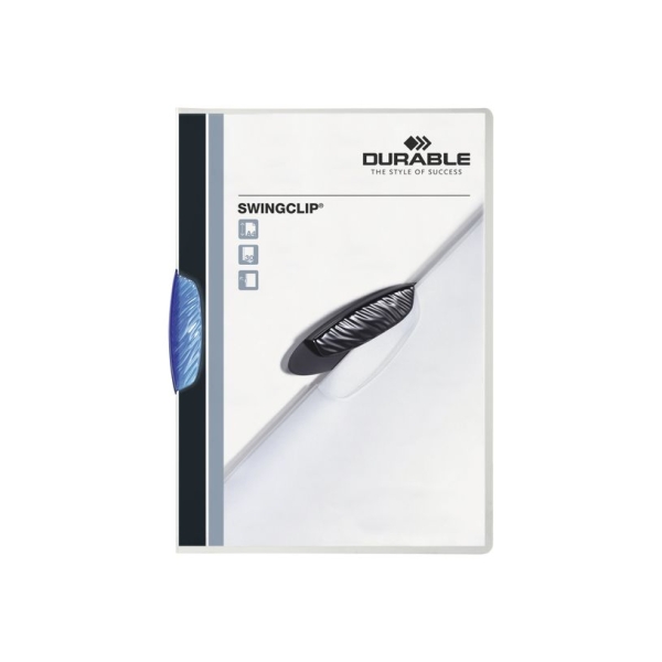 Chemise de Classement Durable 226007 Swingclip - 1-30 Feuilles A4 Clip Bleu foncé pour Documents