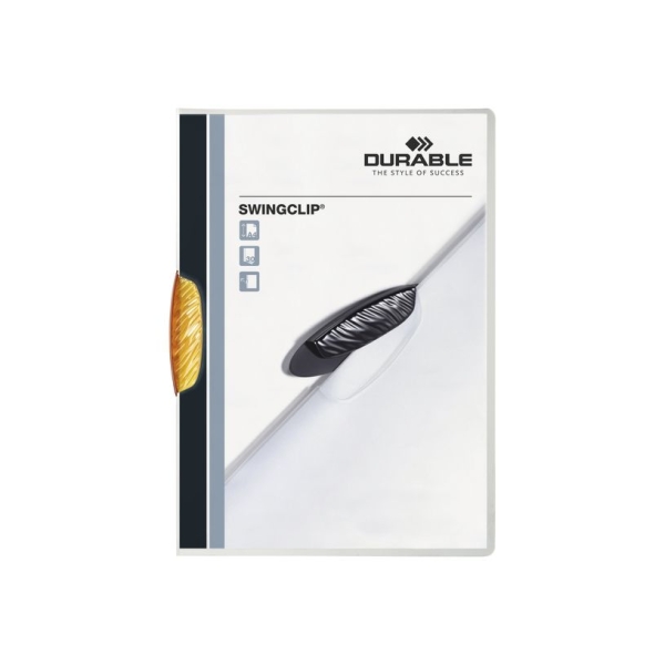 Chemise à Clip Durable SWINGCLIP A4 - Orange Transparent avec Clip Translucide pour Documents