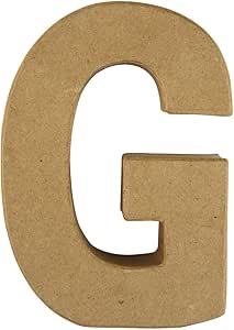 Lettre 3D papier mâché -G- 15x10.5x3 cm pour décoration et loisirs créatifs