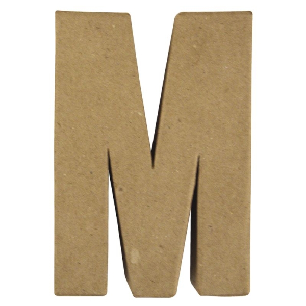 Lettre 3D papier mâché -M- 15x10.5x3 cm pour décoration et loisirs créatifs artistiques