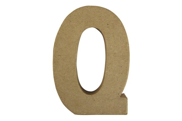 Lettre 3D papier mâché -Q- 15x10.5x3 cm pour décoration et loisirs créatifs artistiques
