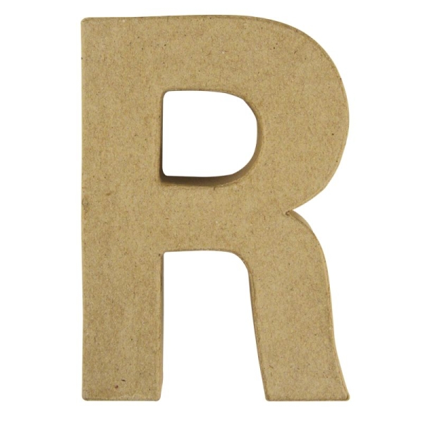 Lettre 3D papier mâché -R- 15x10.5x3 cm pour décoration et loisirs créatifs artistiques