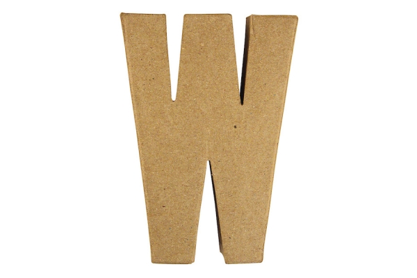 Lettre 3D papier mâché -W- 15x10.5x3 cm pour décoration et loisirs créatifs artistiques