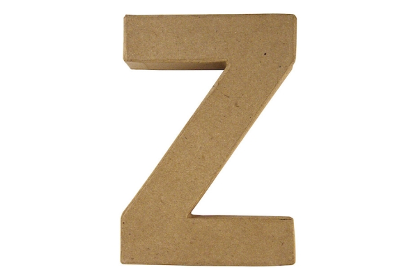 Lettre 3D papier mâché -Z- 15x10.5x3 cm pour décoration et loisirs créatifs artistiques
