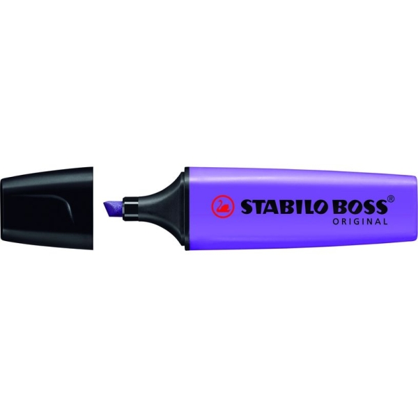 Surligneur STABILO BOSS ORIGINAL Rechargeable - Pointe Biseautée 2-5 mm Lavande pour Bureau et Études