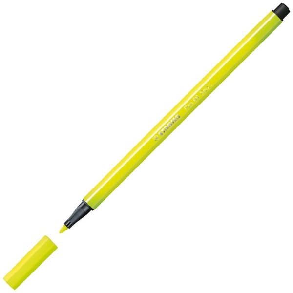 Stylo feutre STABILO Pen 68 - Jaune fluo 68/024 Pointe moyenne pour dessin et écriture scolaire