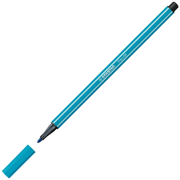 Feutre STABILO Pen 68 - Bleu Clair 68/31 - Pointe Moyenne pour Dessin et Écriture