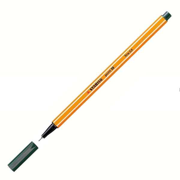 Feutre fin STABILO Point 88 - Vert olive 0.4 mm pour écriture précise et dessin technique
