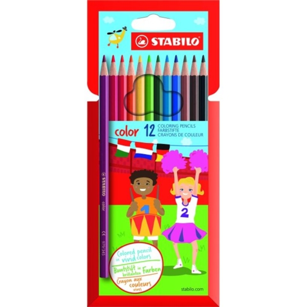 Crayons de couleur STABILO - Lot de 12 - Pointe moyenne - Couleurs assorties pour dessin et coloriage