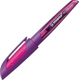 Stylo plume ergonomique STABILO EASYbuddy - Plume L spéciale gaucher - Rose/Violet pour écriture confortable