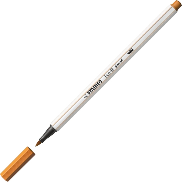 Feutre pinceau STABILO Pen 68 Brush - Ocre foncé, pointe flexible, largeur variable pour hand lettering et coloriage