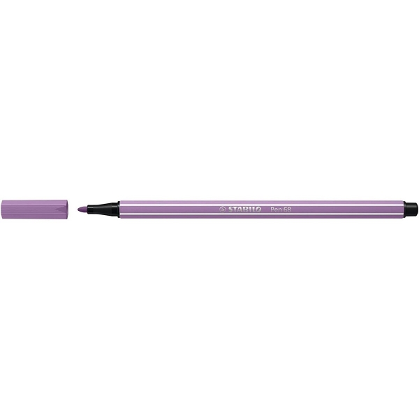 Stylo Feutre STABILO Pen 68 Mauve Glycine 68/62 - Largeur de Tracé 1,0 mm Encre à Base d'Eau Pour Dessin et Écriture