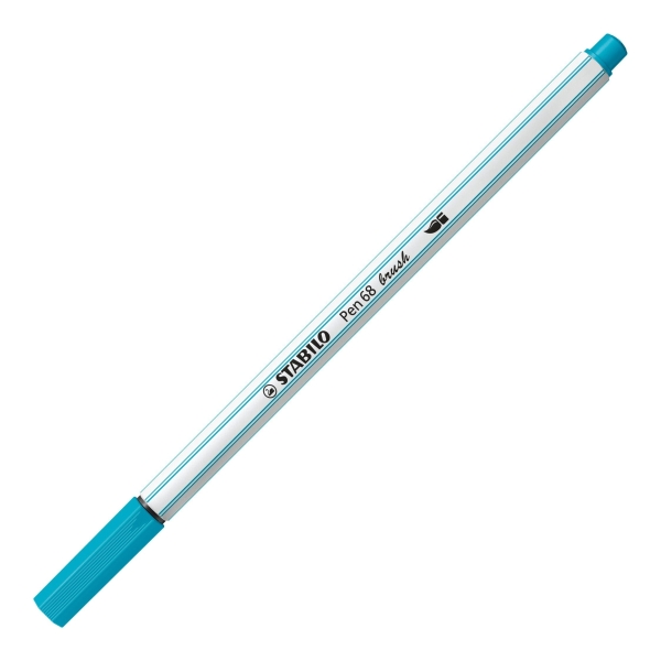 Feutre pinceau STABILO Pen 68 brush - Bleu clair, pointe flexible, pour hand lettering et coloriage