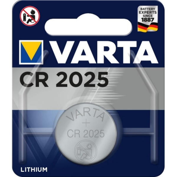 Pile bouton lithium VARTA CR2025 - 3 V, 170 mAh, diamètre 20 mm, hauteur 2,5 mm pour appareils électroniques