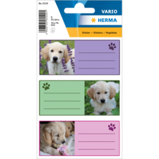 Stickers Étiquettes HERMA Vario - Adhésives Illustrées pour Nom sur Cahier et Livres, Motif Chiens