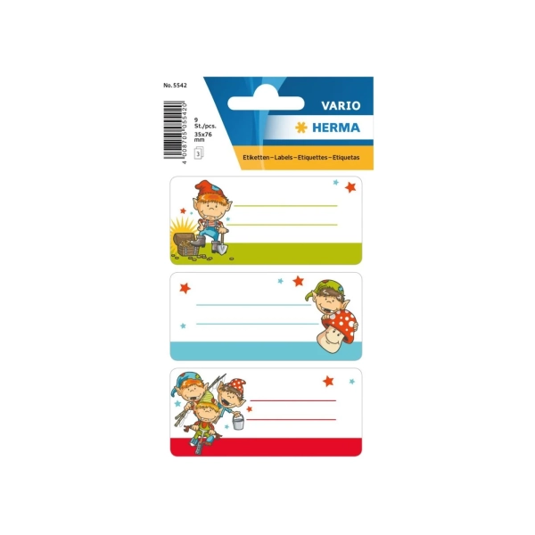 Stickers Étiquettes Adhésives HERMA Vario Funny Friends - Illustrées pour Nom sur Cahier