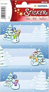 Stickers de Noël Herma - Motif Paysage d'Hiver en Papier Noir Rectangulaire pour Décoration Festive