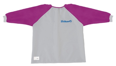 Tablier de peinture Pelikan Girl - gris et framboise - protection textile pour activités artistiques enfants M (6-9 ans)