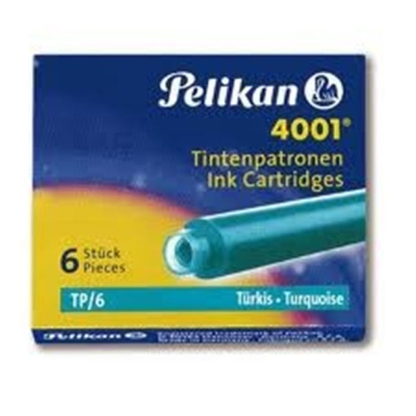 Cartouches d'encre Pelikan 4001 TP/6 Turquoise - étui de 6 pour stylo-plume