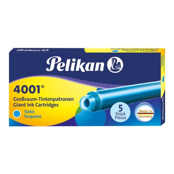 Cartouche d'encre Bleu Pelikan 310656 - Etui de 5 Pour stylos plume, usage scolaire et professionnel