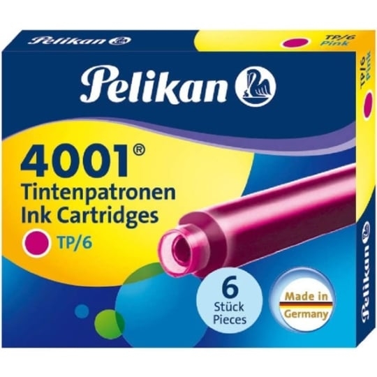 Cartouche d'encre Pelikan Rose - Lot de 6 recharges longues pour stylo plume, compatible avec stylos à cartouches