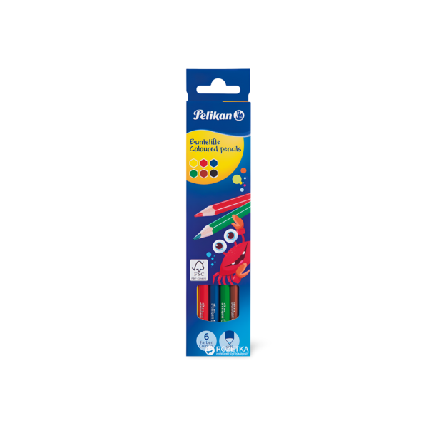 Crayons de couleurs Pelikan - Set de 6 crayons pour dessin, coloriage et loisirs créatifs