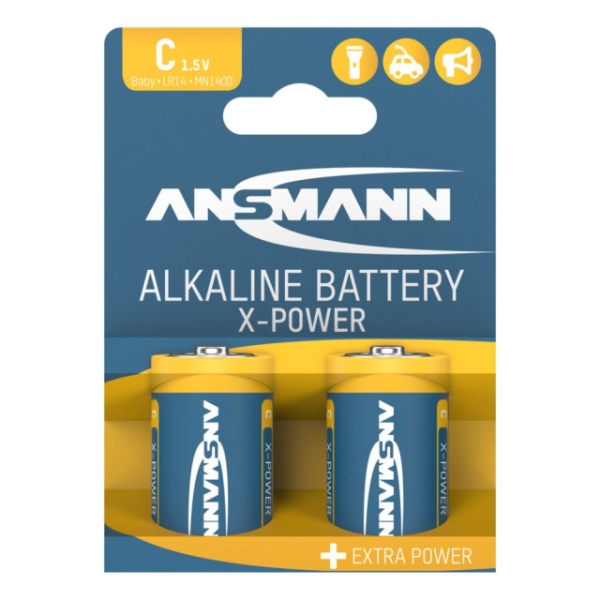 Ansmann Piles R14 C Alcalines X-Power - 7500mAh - Blister de 2