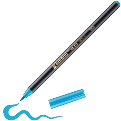 Feutre pinceau Edding 1340 - bleu azur, pointe pinceau 1-3 mm pour dessin et calligraphie