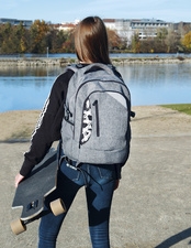 Sac à dos scolaire EBERHARD FABER X-Style - gris et noir, compartiments multiples, adapté à la rentrée scolaire et au bureau