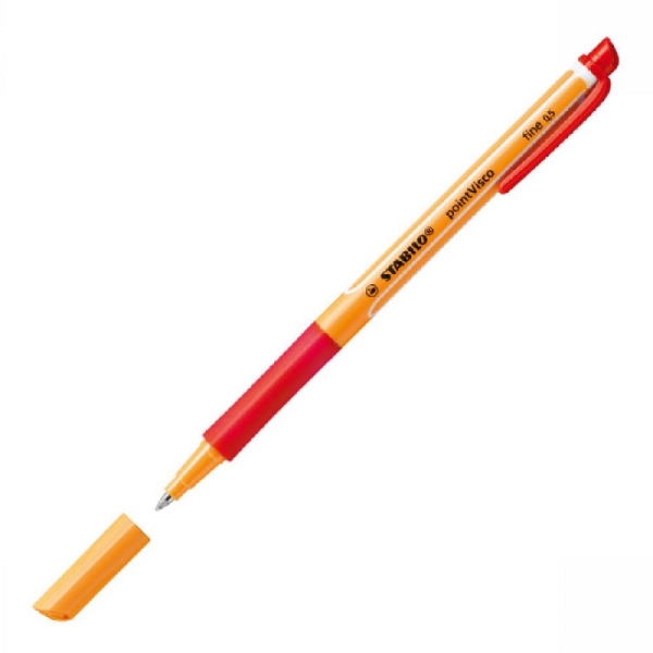Stylo à encre gel STABILO PointVisco rouge - Pointe moyenne pour écriture fluide et précise