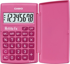 Calculatrice Casio LC-401 LV-PK Petite fx - 8 chiffres, alimentation batterie, couleur rose pour bureau et école