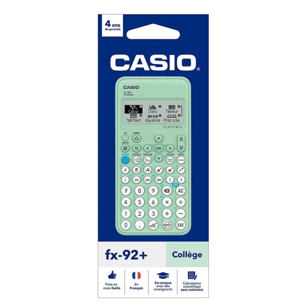 Calculatrice scientifique Casio FX-92+ collège Classwiz - fonctions avancées pour collège 