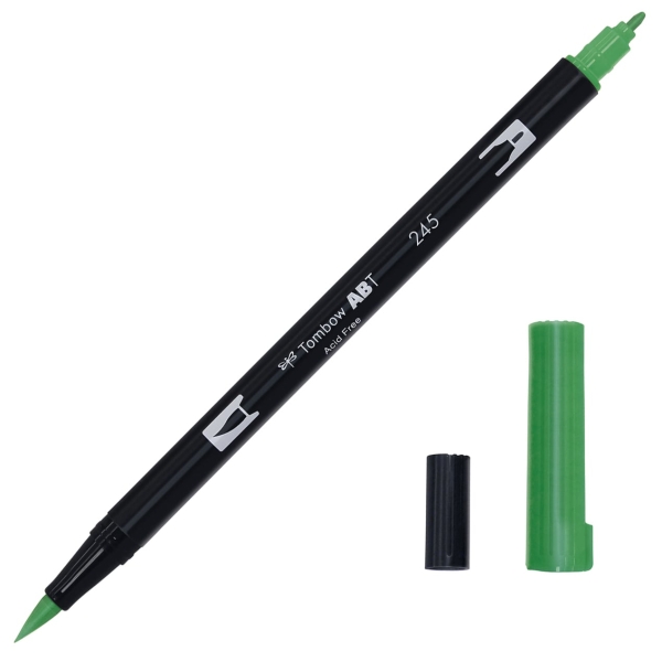 Feutre pinceau Tombow ABT 245 Vert sève - feutre aquarellable double pointe pour dessin et calligraphie