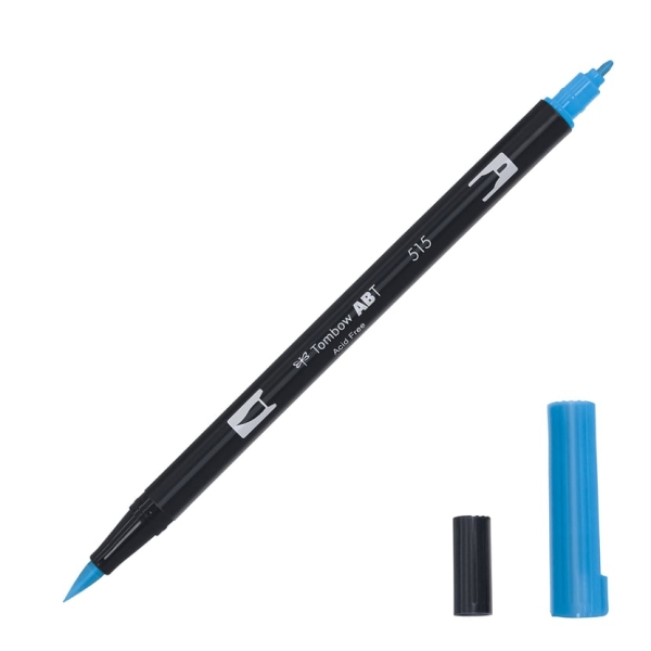 Feutre pinceau Tombow ABT 515 Bleu clair - double pointe pour dessin et colorisation artistique