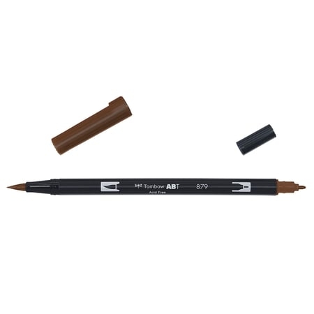 Feutre pinceau double pointe Tombow ABT-879 - Marron, Encre Aquarellable, Sans Odeur, Pour Illustration