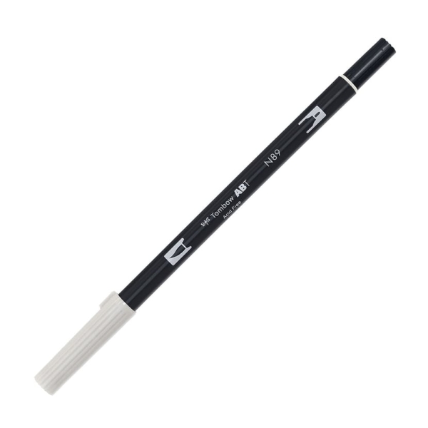 Feutre pinceau Tombow ABT N89 Gris chaud 1 - double pointe pour dessin et calligraphie artistique en art créatif