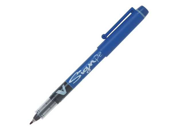 Stylo feutre Pilot V-Sign Pen - Bleu - Pointe moyenne pour écriture précise et dessin technique