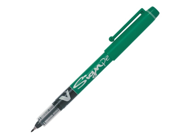 Stylo feutre Pilot V-Sign Pen - Vert Pointe moyenne 0,6 mm avec contrôle du débit d'encre pour écriture