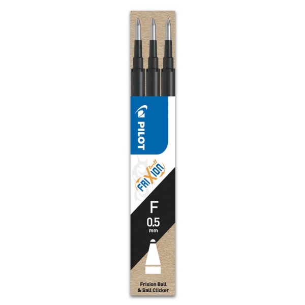 Pilot Frixion Point - 3 Recharges pour rollers effaçables - 0,5 mm - noir