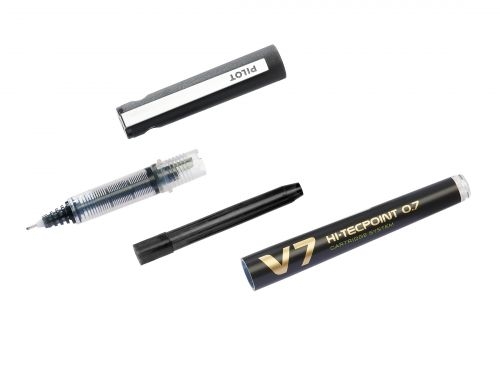 Stylo roller Pilot Hi-Tecpoint V7 rechargeable noir BEGREEN - écriture précise pour bureau et école
