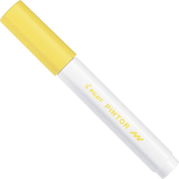 Marqueur peinture Pilot Pintor - Pointe fine 1.0 mm Jaune pastel, encre opaque pour loisirs créatifs toutes surfaces