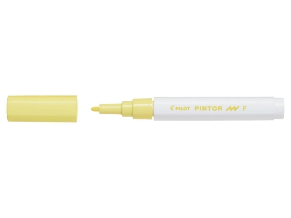 Marqueur peinture Pilot Pintor - Pointe fine 1.0 mm Jaune pastel, encre opaque pour loisirs créatifs toutes surfaces